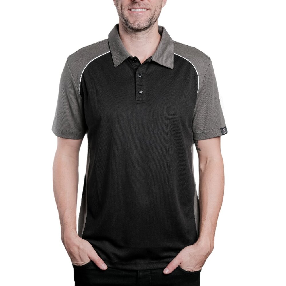 Flight Pilot Black/Grey/White Button Polo
